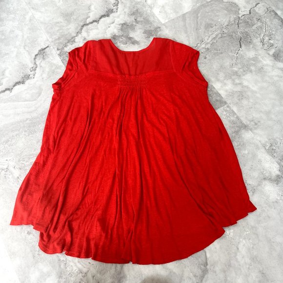 Free People Boho Oversized Lagenlook Highland Tee in Azalea Red XS Xsmall - Picture 3 of 6